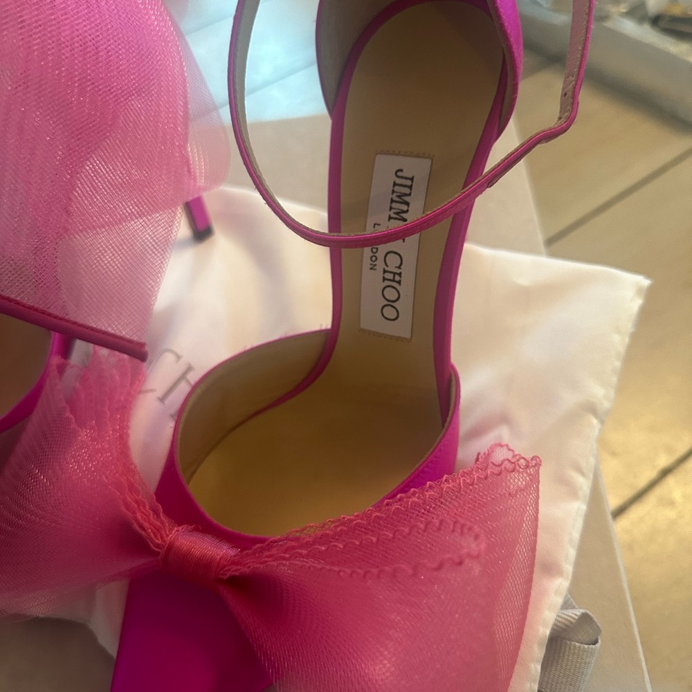 Jimmy Choo Pink Bow Heels - Picture 7 of 8